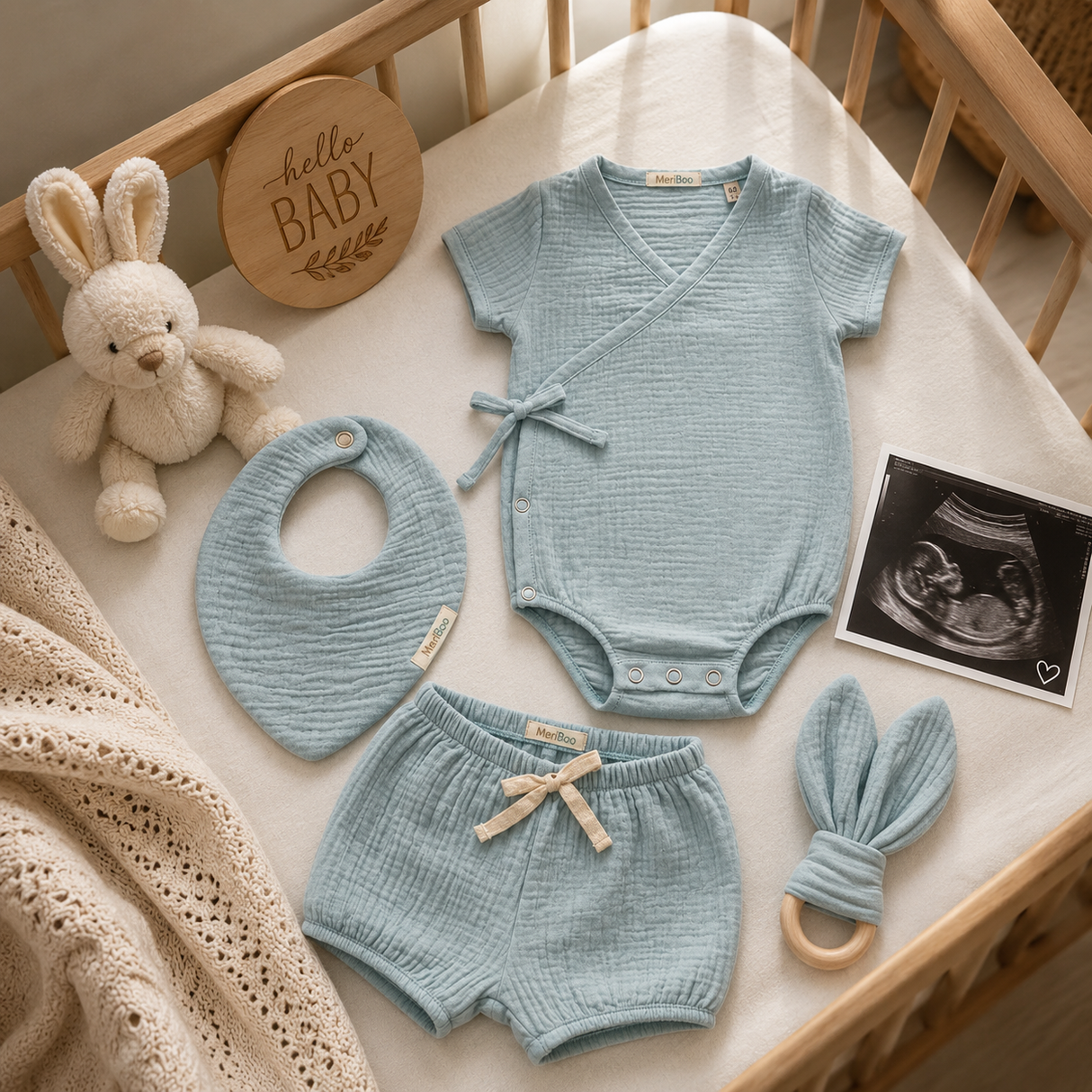 "First Summer" hazahozó szett 100% organikus muszlinból
